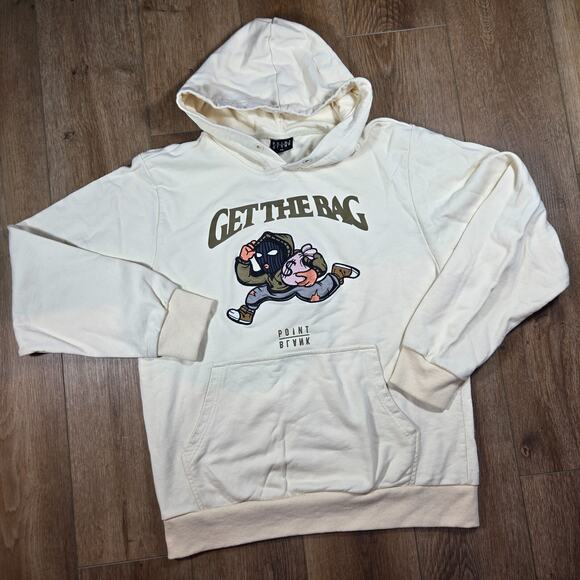 Point Blank Get The Bag Hoodie Men’s XL White Embroidered Streetwear Pullover - Picture 1 of 8